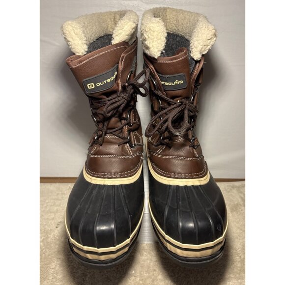 Outbound Boots Size 9 Mens Brown Black Insulated Winter Sherpa Lining Waterproof - Picture 6 of 15